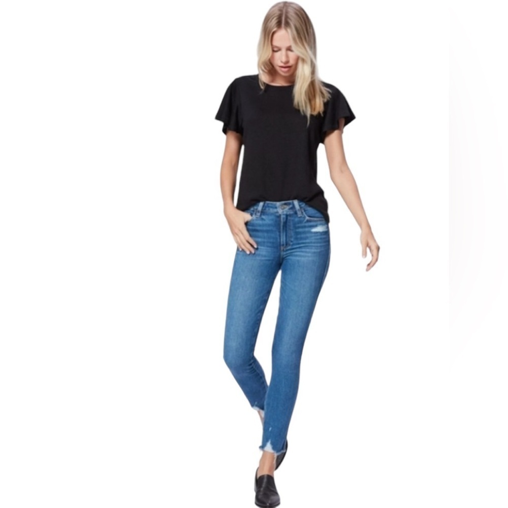 Paige Jeans Hoxton High Waisted Stretch Skinny Jean Jazzie destructed  SZ 31